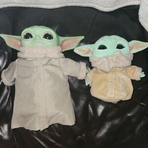 Lot of 2 Mattel Star Wars Mandalorian Grogu Baby Yoda Plush toys. 12" & 8"